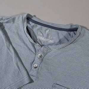 Free Fly Henley Shirt Mens XL Blue Striped Bamboo Performance Short Sleeve